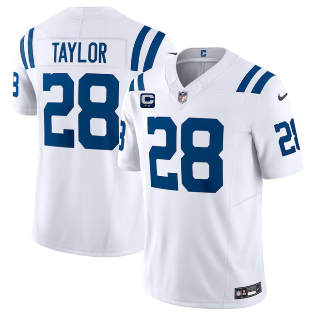 Men's Indianapolis Colts #28 Jonathan Taylor White 2024 F.U.S.E. With 2-Star C Patch Vapor Limited Football Stitched Jersey